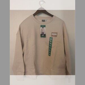 PUMA Women's Fleece Crewneck Sweatshirt Badge Tan